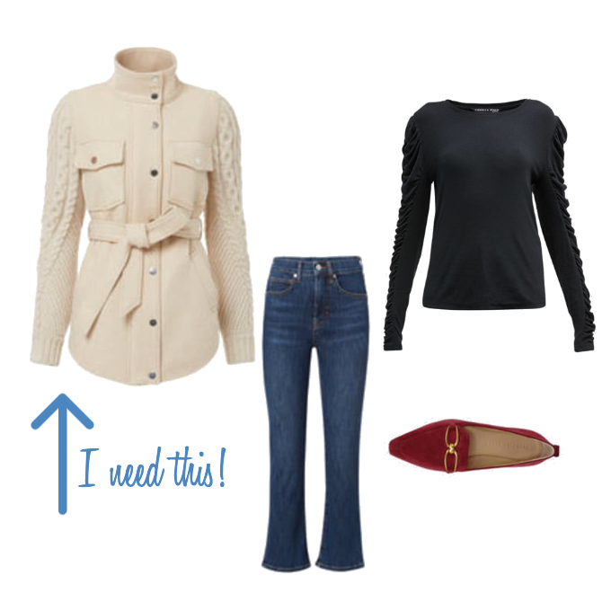 Veronica Beard Jett Mixed Media Jacket, Champlain Loafer, Carly Jeans, Delara Top