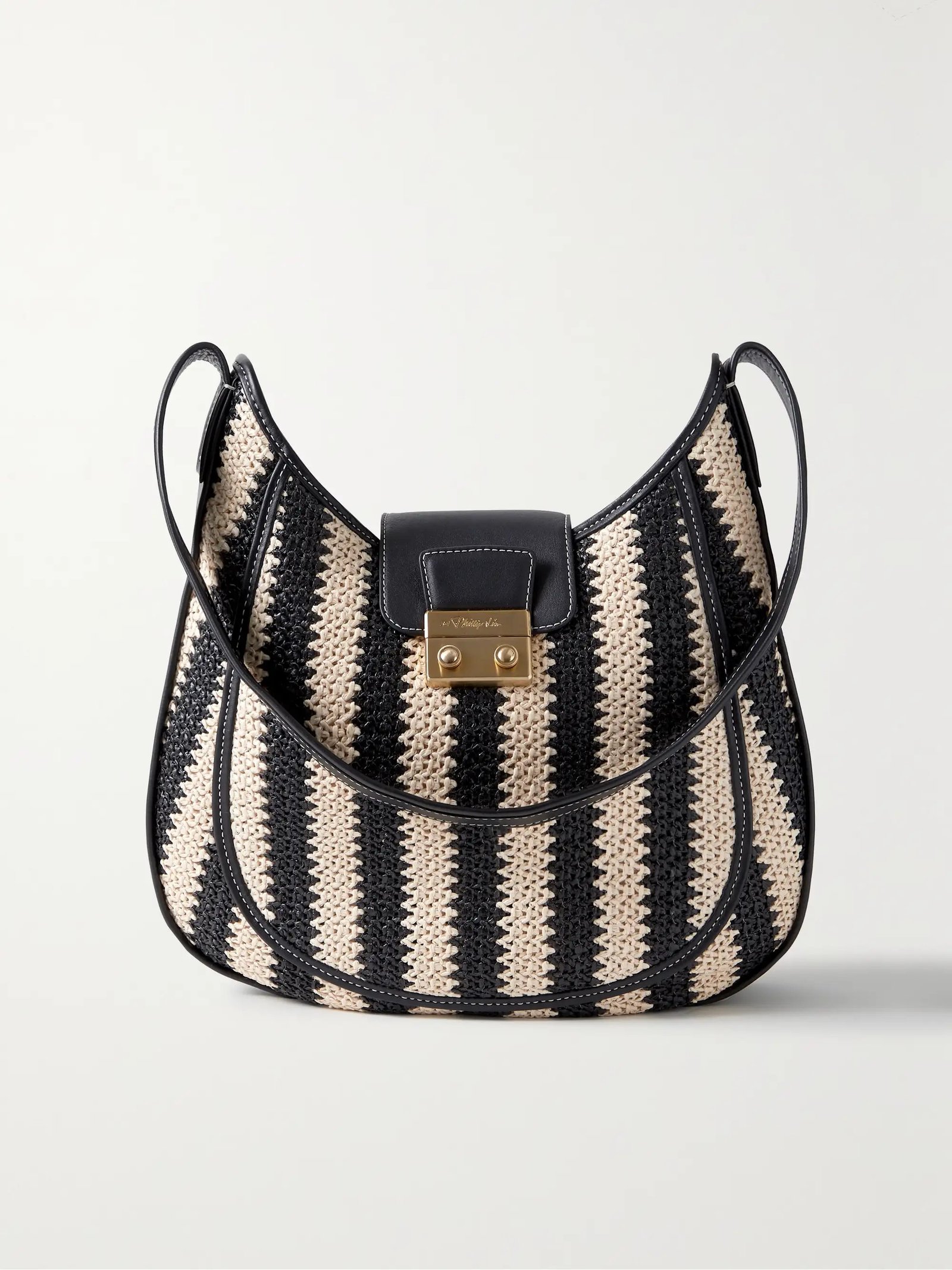 Click for more info about Pashli leather-trimmed raffia shoulder bag