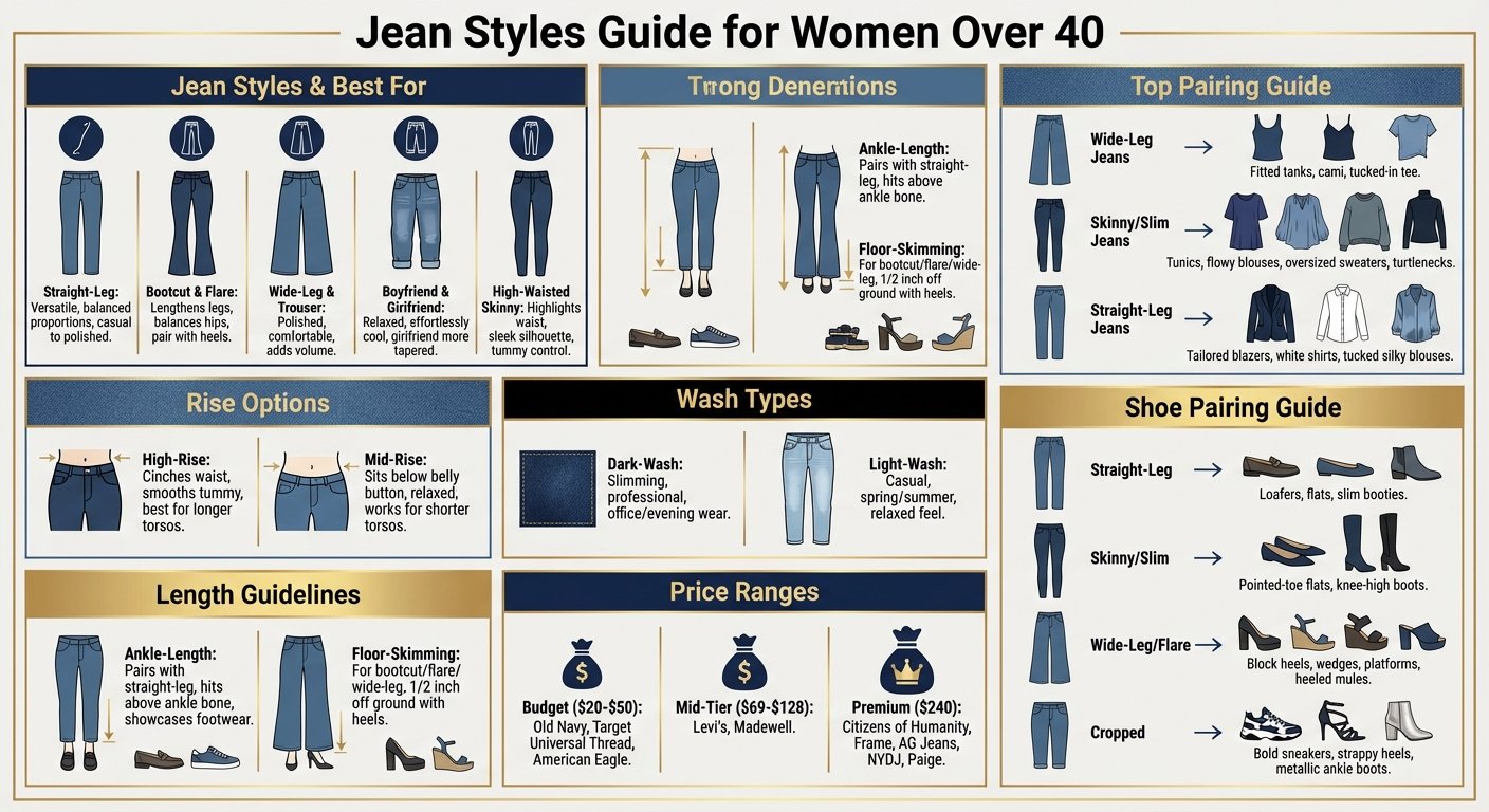 Jean Styles Guide for Women Over 40: Fits, Rises, and Styling Tips