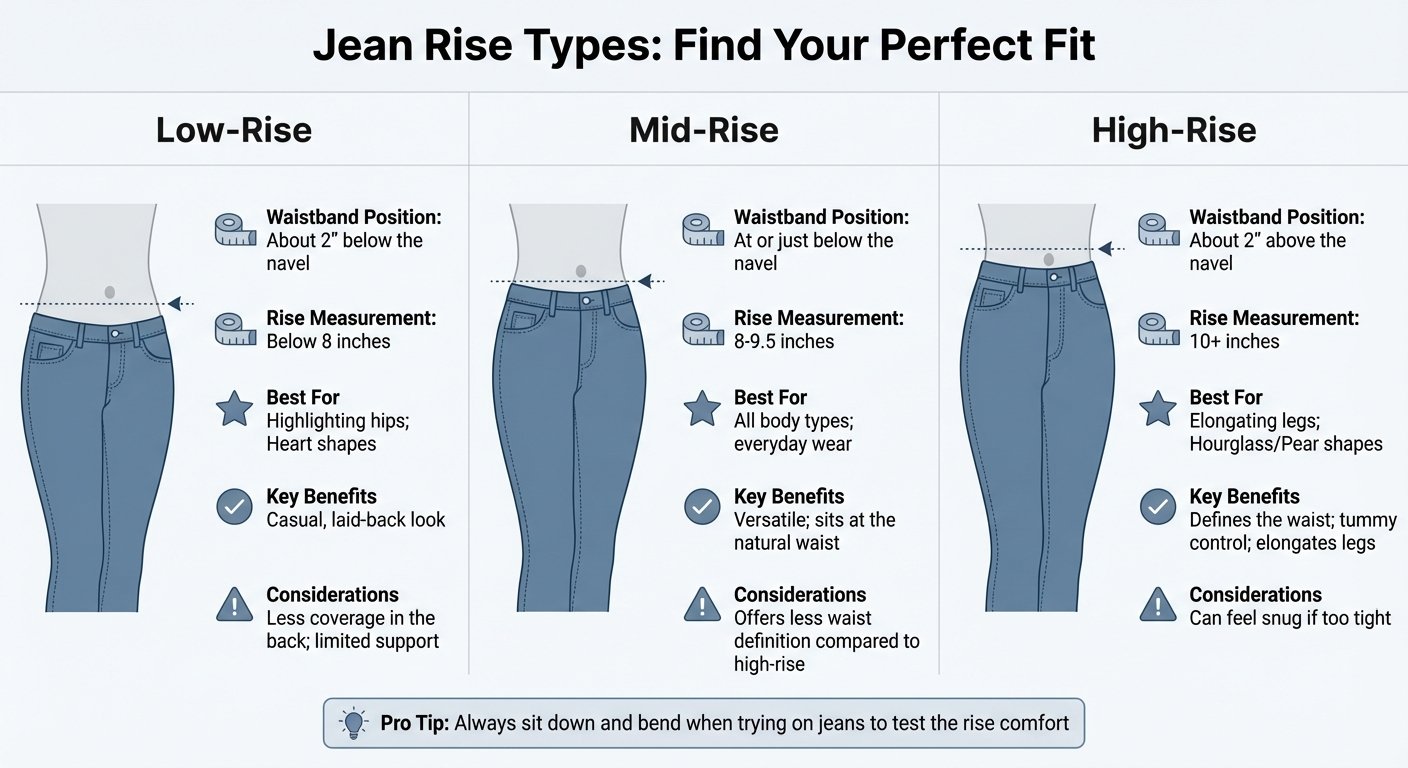 Jean Rise Types Comparison Guide: Low, Mid, and High Rise