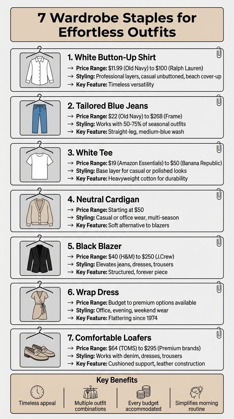 7 Essential Wardrobe Staples with Price Ranges and Styling Options