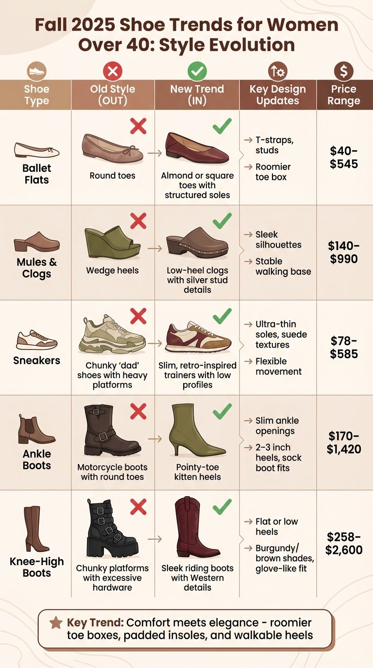 Fall 2025 Shoe Trends Comparison: Old vs New Styles for Women Over 40