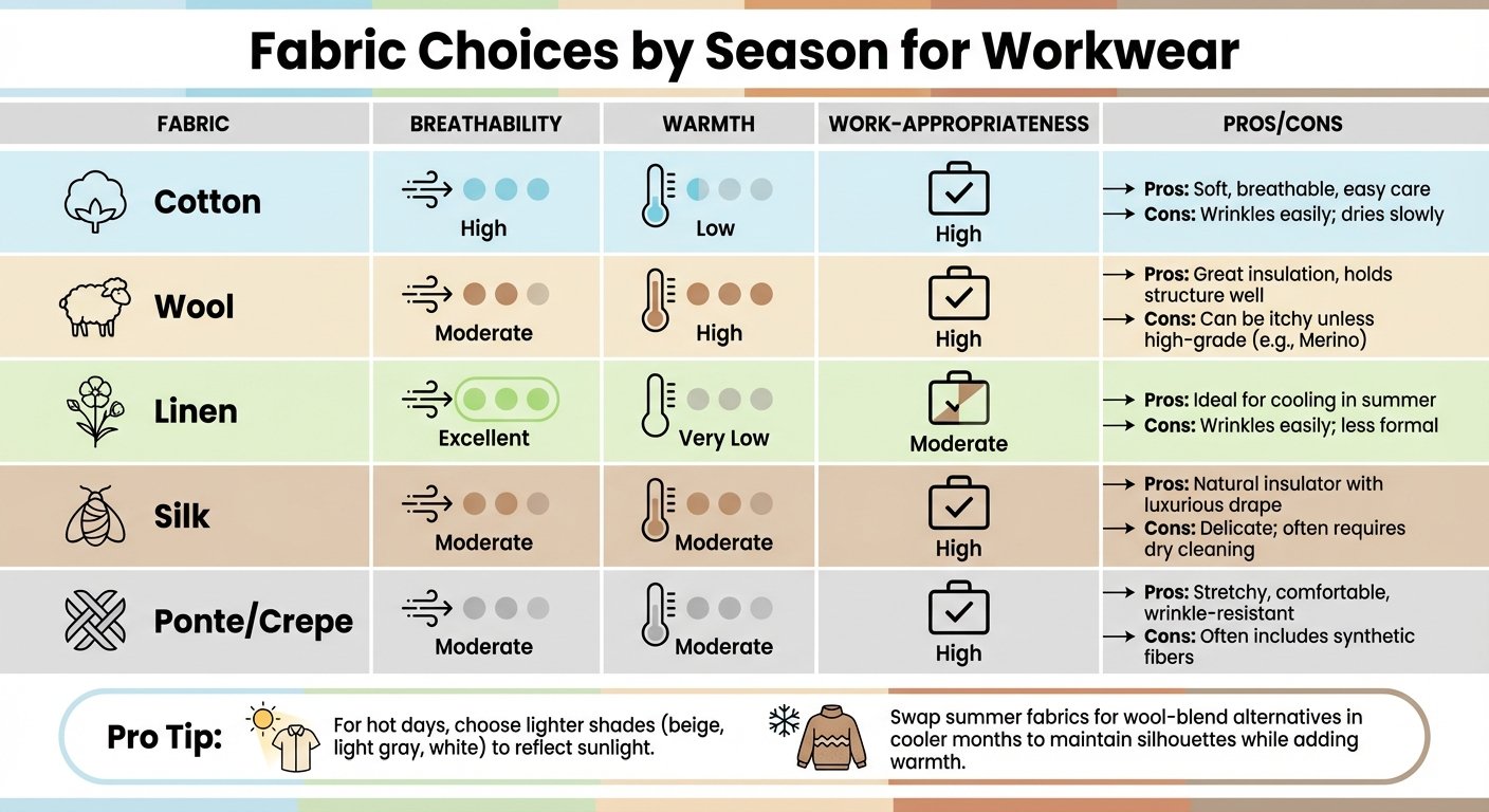 Best Workwear Fabrics by Season: Breathability, Warmth & Professional Suitability Guide