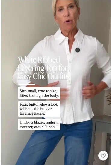 White ribbed collared button-up top