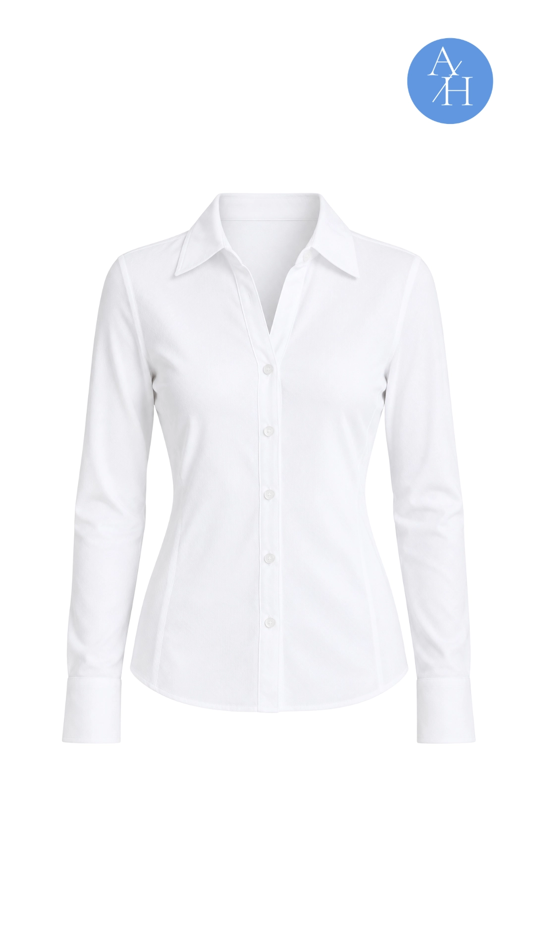 White ribbed collared button-up, product photo